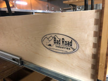 Load image into Gallery viewer, Overland Vehicle Storage system for SUV, Jeep JK / JL, 4Runner. View of Heavy Duty full extension dovetailed solid maple drawer with solid Plyboo drawer front.