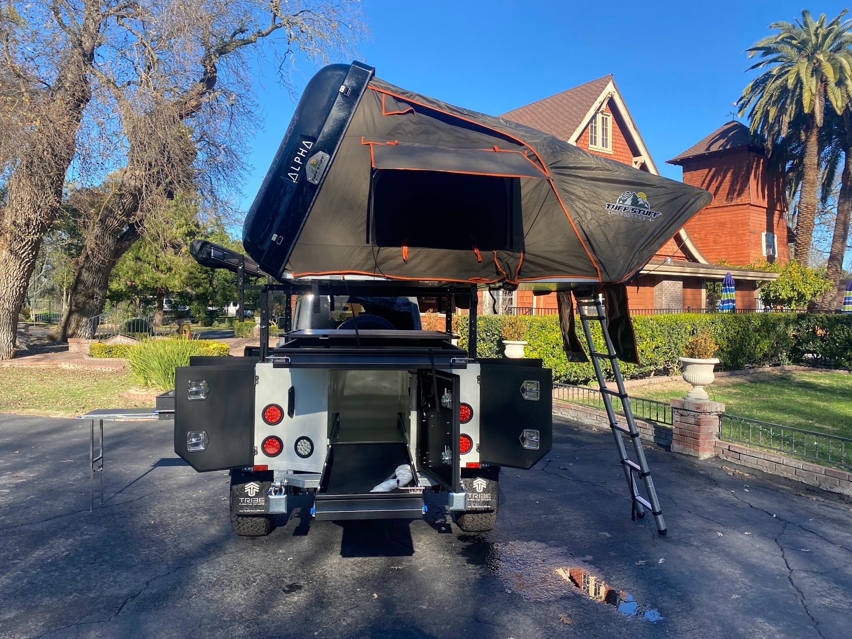 roof top tent trailer Rent a Tribe Basecamp Overland Trailer